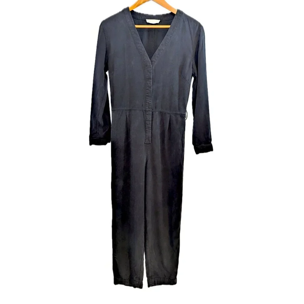 Everlane | The Drape Utility Jumpsuit Solid Black 100% Lyocell | Size 8